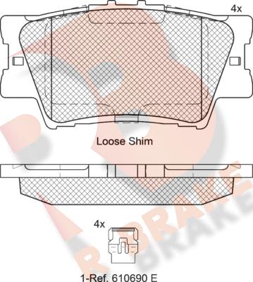 R Brake RB1761-203 - Гальмівні колодки, дискові гальма autocars.com.ua