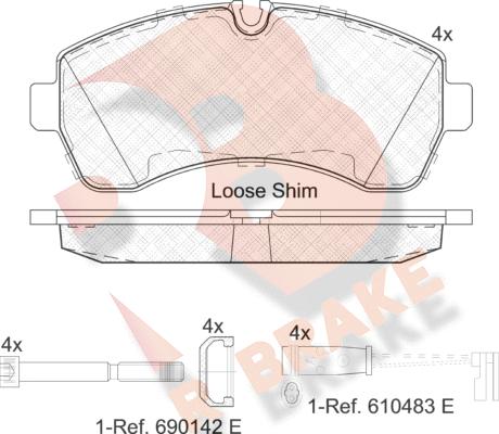 R Brake RB1785-203 - Гальмівні колодки, дискові гальма autocars.com.ua