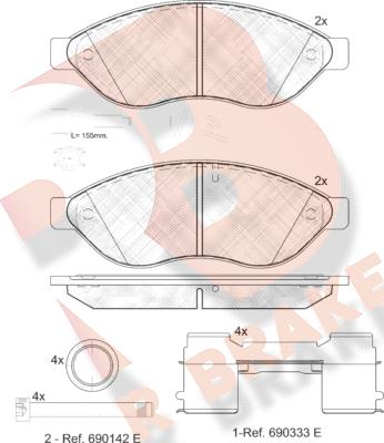 R Brake RB1803-203 - Тормозные колодки, дисковые, комплект autodnr.net