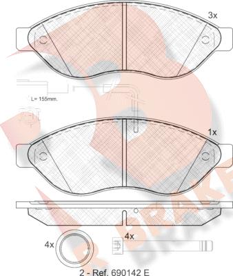 R Brake RB1803 - Тормозные колодки, дисковые, комплект autodnr.net