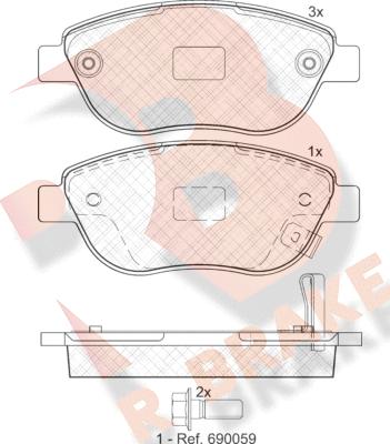 R Brake RB1809 - Гальмівні колодки, дискові гальма autocars.com.ua