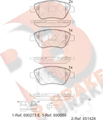 R Brake RB1810-203 - Тормозные колодки, дисковые, комплект autodnr.net