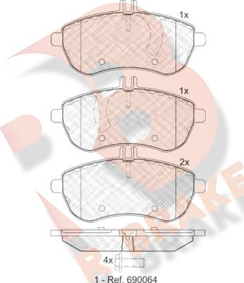 R Brake RB1821 - Гальмівні колодки, дискові гальма autocars.com.ua