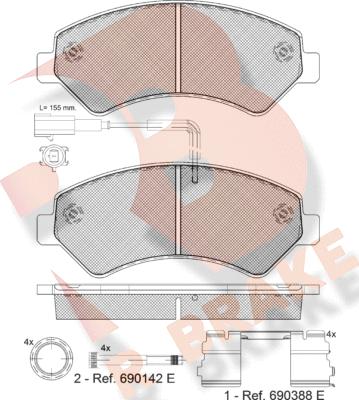 R Brake RB1836-201 - Гальмівні колодки, дискові гальма autocars.com.ua