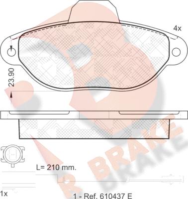 R Brake RB1844 - Гальмівні колодки, дискові гальма autocars.com.ua