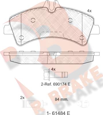 R Brake RB1849-203 - Гальмівні колодки, дискові гальма autocars.com.ua