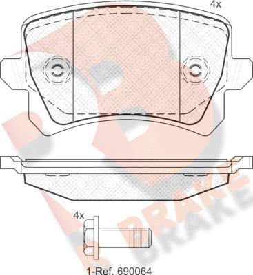 R Brake RB1857 - Тормозные колодки, дисковые, комплект autodnr.net