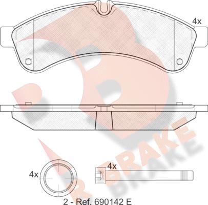 R Brake RB1880 - Гальмівні колодки, дискові гальма autocars.com.ua