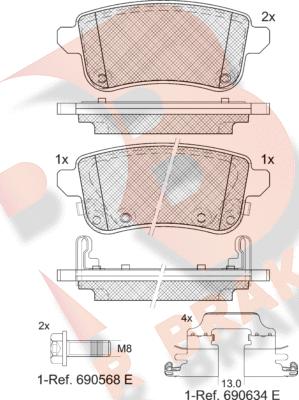 R Brake RB1904-208 - Гальмівні колодки, дискові гальма autocars.com.ua