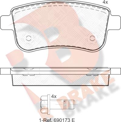 R Brake RB1904 - Гальмівні колодки, дискові гальма autocars.com.ua