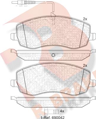 R Brake RB1912 - Гальмівні колодки, дискові гальма autocars.com.ua