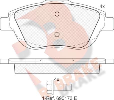 R Brake RB1925 - Гальмівні колодки, дискові гальма autocars.com.ua