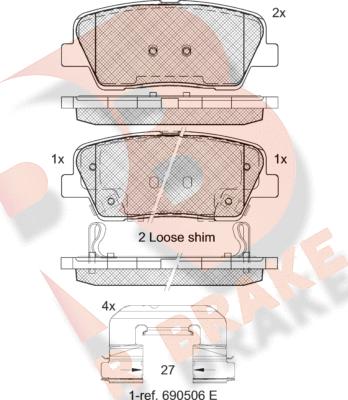 R Brake RB1954-066 - Гальмівні колодки, дискові гальма autocars.com.ua