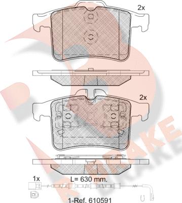 R Brake RB1981-202 - Гальмівні колодки, дискові гальма autocars.com.ua