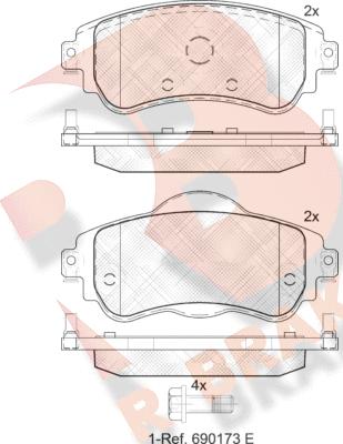 R Brake RB2027 - Гальмівні колодки, дискові гальма autocars.com.ua