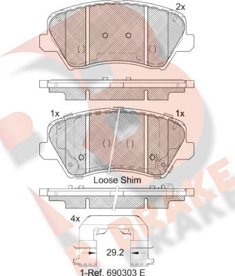 R Brake RB2029-203 - Гальмівні колодки, дискові гальма autocars.com.ua