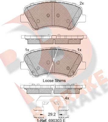 R Brake RB2029 - Гальмівні колодки, дискові гальма autocars.com.ua