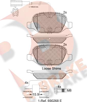 R Brake RB2037-203 - Гальмівні колодки, дискові гальма autocars.com.ua