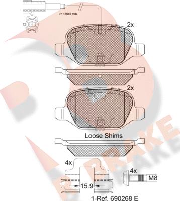 R Brake RB2037 - Гальмівні колодки, дискові гальма autocars.com.ua