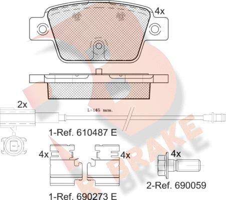 R Brake RB2043 - Гальмівні колодки, дискові гальма autocars.com.ua