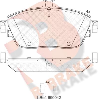 R Brake RB2061 - Гальмівні колодки, дискові гальма autocars.com.ua