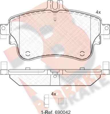 R Brake RB2062 - Гальмівні колодки, дискові гальма autocars.com.ua