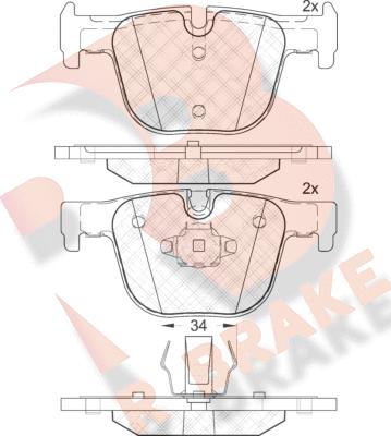 R Brake RB2064 - Гальмівні колодки, дискові гальма autocars.com.ua