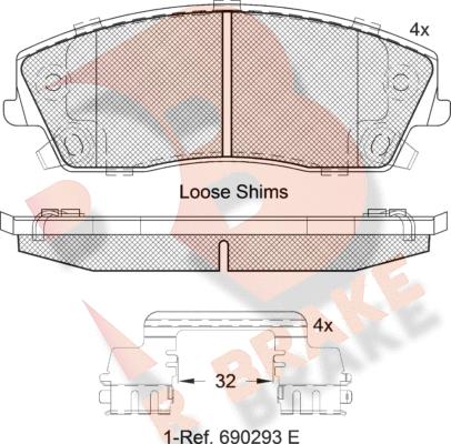 R Brake RB2067 - Гальмівні колодки, дискові гальма autocars.com.ua