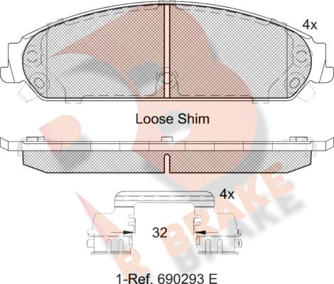 R Brake RB2068 - Гальмівні колодки, дискові гальма autocars.com.ua