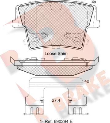 R Brake RB2069 - Гальмівні колодки, дискові гальма autocars.com.ua