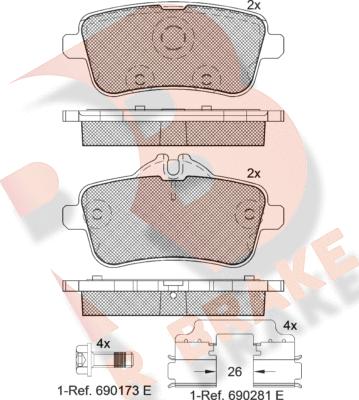 R Brake RB2072-066 - Гальмівні колодки, дискові гальма autocars.com.ua