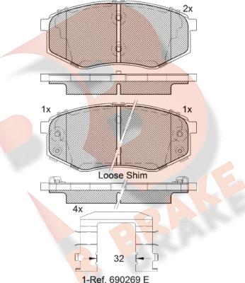 R Brake RB2094 - Гальмівні колодки, дискові гальма autocars.com.ua