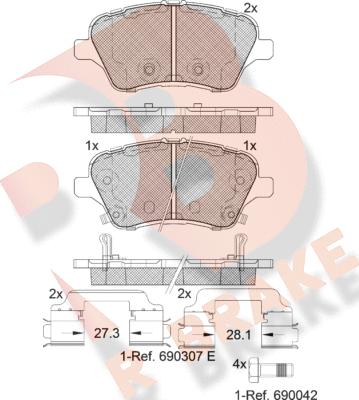 R Brake RB2108-203 - Гальмівні колодки, дискові гальма autocars.com.ua