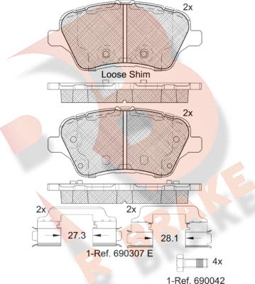 R Brake RB2108 - Гальмівні колодки, дискові гальма autocars.com.ua