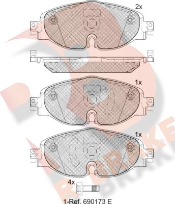 R Brake RB2111-204 - Гальмівні колодки, дискові гальма autocars.com.ua