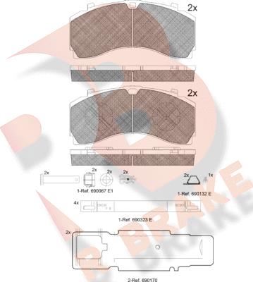 R Brake RB2124-073 - Гальмівні колодки, дискові гальма autocars.com.ua