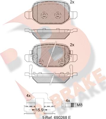 R Brake RB2127 - Гальмівні колодки, дискові гальма autocars.com.ua