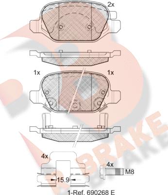 R Brake RB2128 - Гальмівні колодки, дискові гальма autocars.com.ua