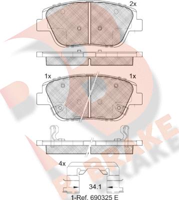 R Brake RB2136 - Гальмівні колодки, дискові гальма autocars.com.ua