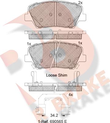 R Brake RB2147-203 - Гальмівні колодки, дискові гальма autocars.com.ua