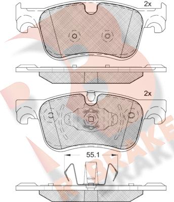 R Brake RB2158 - Гальмівні колодки, дискові гальма autocars.com.ua