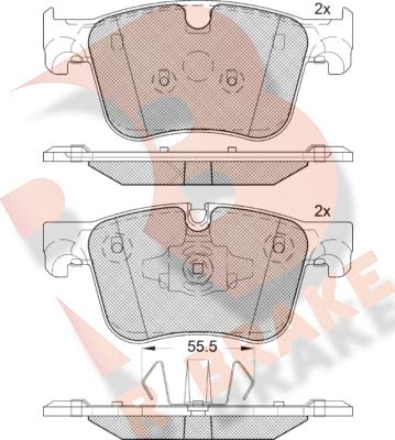 R Brake RB2166-203 - Гальмівні колодки, дискові гальма autocars.com.ua