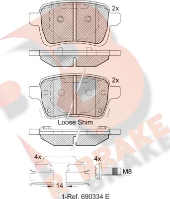 R Brake RB2170-203 - Гальмівні колодки, дискові гальма autocars.com.ua