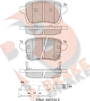 R Brake RB2170208 - Гальмівні колодки, дискові гальма autocars.com.ua