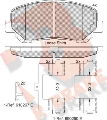 R Brake RB2196-200 - Гальмівні колодки, дискові гальма autocars.com.ua