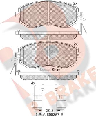 R Brake RB2199 - Гальмівні колодки, дискові гальма autocars.com.ua