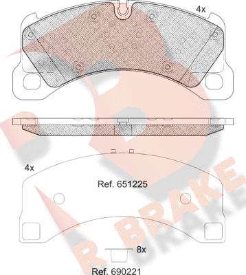 R Brake RB2206 - Гальмівні колодки, дискові гальма autocars.com.ua