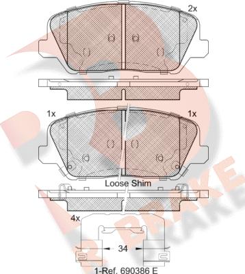 R Brake RB2239 - Гальмівні колодки, дискові гальма autocars.com.ua