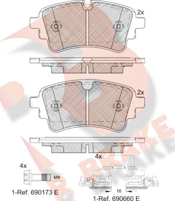 R Brake RB2256-208 - Гальмівні колодки, дискові гальма autocars.com.ua