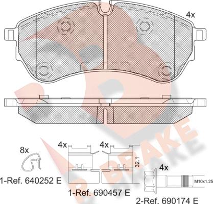 R Brake RB2284 - Гальмівні колодки, дискові гальма autocars.com.ua